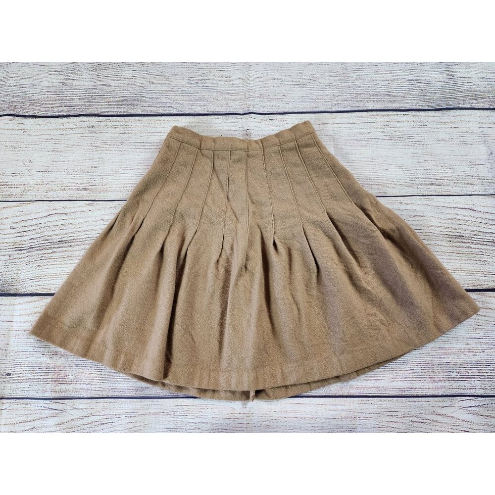 Bridgewater Classics Vintage Petite Wool Pleated Skirt Size 4P Tan Academia Prep